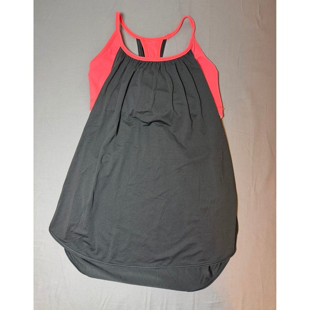 Lululemon No Sweat Tank Built In Bra Grey Coral Pink Size 6